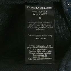 Pre Owned Zadig & Voltaire Deluxe Navy Blue Textured Jacquard Pad Shorts S