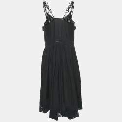 Zadig & Voltaire Black Lace Trim Rilli Cotton Asymmetric Midi Dress M