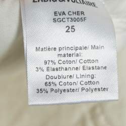 Pre Owned Zadig & Voltaire Off-White Denim Eva Cher Jeans S Waist 25"