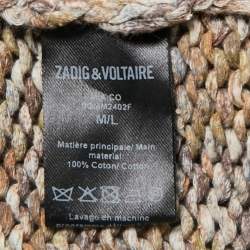Zadig & Voltaire Brown Cotton Rib Knit Mia Cardigan M/L
