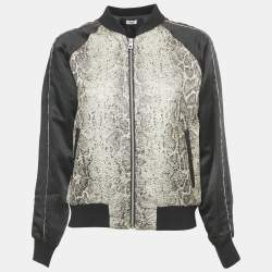 Zadig & Voltaire Deluxe Grey Jacquard and Satin Billy Snake Jacket M