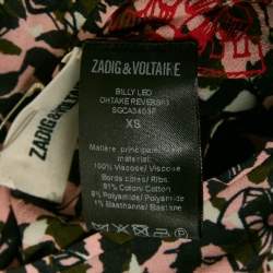 Zadig & Voltaire Pink/Black Printed Crepe Reversible Billy Leo Jacket XS