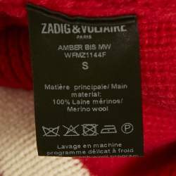 Zadig & Voltaire Red Fever Intarsia Rib Knit Amber Bis Sweater S