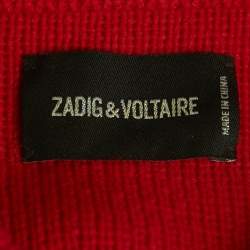 Zadig & Voltaire Red Fever Intarsia Rib Knit Amber Bis Sweater S