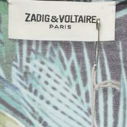 Pre Owned زاديج وفولتير فستان طويل رومي كريب بطبعة الغابة المتعددة الألوان مقاس صغير جدًا