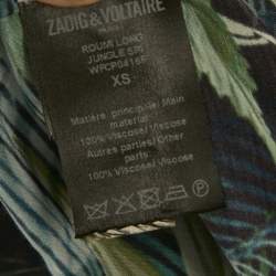 Pre Owned زاديج وفولتير فستان طويل رومي كريب بطبعة الغابة المتعددة الألوان مقاس صغير جدًا