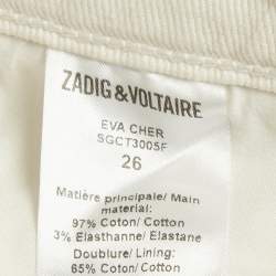 Pre Owned Zadig & Voltaire White Denim Eva Cher Jeans S Waist 28"