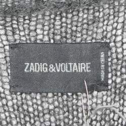 Pre Owned Zadig & Voltaire Grey Mohair Wool Belted Romy Long Cardigan S