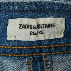 Pre Owned Zadig & Voltaire Deluxe Blue Embroidered Denim Jamille Brode Skirt S