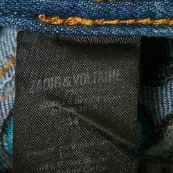 Pre Owned Zadig & Voltaire Deluxe Blue Embroidered Denim Jamille Brode Skirt S