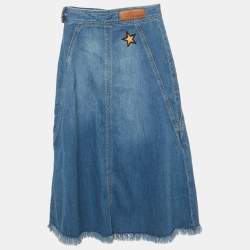 Pre Owned Zadig & Voltaire Deluxe Blue Embroidered Denim Jamille Brode Skirt S