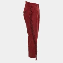 Pre Owned Zadig & Voltaire Red Suede Fringed Play Frange Trousers S