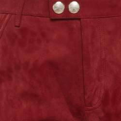 Pre Owned Zadig & Voltaire Red Suede Fringed Play Frange Trousers S