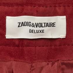 Pre Owned Zadig & Voltaire Red Suede Fringed Play Frange Trousers S