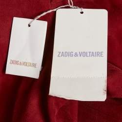 Pre Owned Zadig & Voltaire Red Suede Fringed Play Frange Trousers S