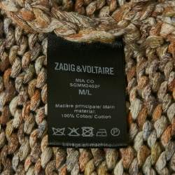 Pre Owned Zadig & Voltaire Brown Cotton Rib Knit Mia Cardigan M/L