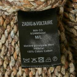 Pre Owned Zadig & Voltaire Brown Cotton Rib Knit Mia Cardigan M/L