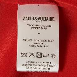 Pre Owned Zadig & Voltaire Red Silk Ruffled Taccora Shirt L