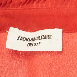 Pre Owned Zadig & Voltaire Red Silk Ruffled Taccora Shirt L