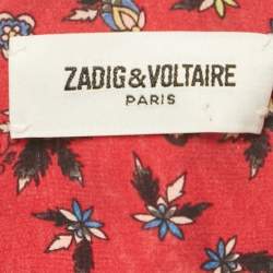 Pre Owned Zadig & Voltaire Red Floral Print Crepe Remus Liberty Mini Dress L