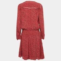 Pre Owned Zadig & Voltaire Red Floral Print Crepe Remus Liberty Mini Dress L