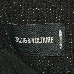 Pre Owned Zadig & Voltaire Black Rib Knit Lace-Up Kassy Sweater M