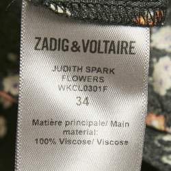 Pre Owned Zadig & Voltaire Black Flowers Print Crepe Judith Spark Midi Skirt S