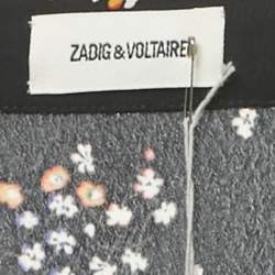 Pre Owned Zadig & Voltaire Black Flowers Print Crepe Judith Spark Midi Skirt S
