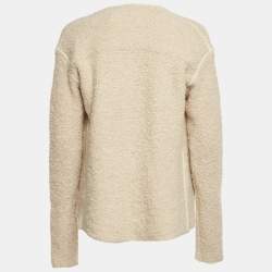 Pre Owned Zadig & Voltaire Cream Boucle Open Front Daphnee Cardigan L