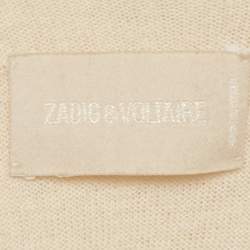 Pre Owned Zadig & Voltaire Cream Boucle Open Front Daphnee Cardigan L