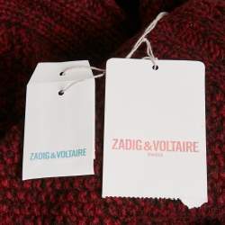 Pre Owned Zadig & Voltaire Burgundy Rib Knit Shawl Collar Mystic Cardigan XS/S