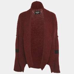 Pre Owned Zadig & Voltaire Burgundy Rib Knit Shawl Collar Mystic Cardigan XS/S
