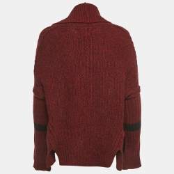 Pre Owned Zadig & Voltaire Burgundy Rib Knit Shawl Collar Mystic Cardigan XS/S