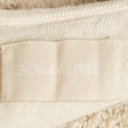 Pre Owned Zadig & Voltaire Cream Boucle Open Front Daphnee Cardigan XS