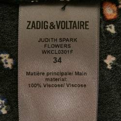 Pre Owned Zadig & Voltaire Black Crepe Judith Spark Flowers Midi Skirt S