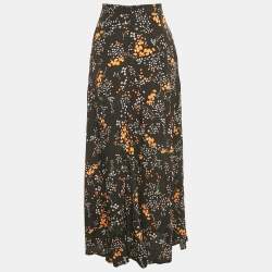 Pre Owned Zadig & Voltaire Black Crepe Judith Spark Flowers Midi Skirt S