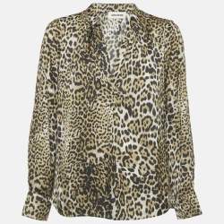 Pre Owned Zadig & Voltaire Brown Tink Leopard Print Satin Blouse M