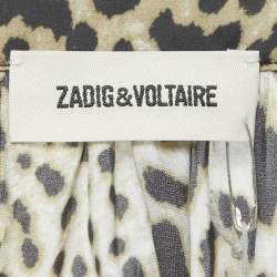 Pre Owned Zadig & Voltaire Brown Tink Leopard Print Satin Blouse M