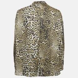 Pre Owned Zadig & Voltaire Brown Tink Leopard Print Satin Blouse M