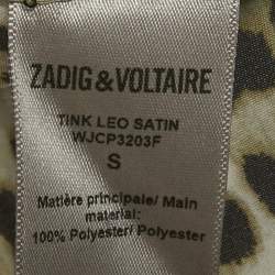 Pre Owned Zadig & Voltaire Brown Tink Leopard Print Satin Blouse S