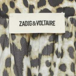 Pre Owned Zadig & Voltaire Brown Tink Leopard Print Satin Blouse S