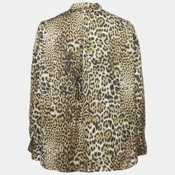 Pre Owned Zadig & Voltaire Brown Tink Leopard Print Satin Blouse S