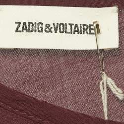 Pre Owned Zadig & Voltaire Burgundy Crepe Ruffled Rousseau Dress S