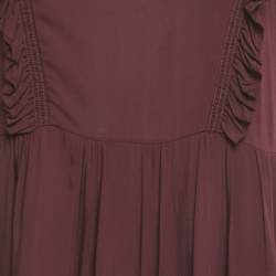 Pre Owned Zadig & Voltaire Burgundy Crepe Ruffled Rousseau Dress S