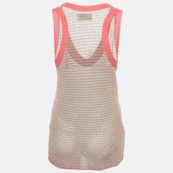 Pre Owned Zadig & Voltaire Blue/Pink Lurex Joss Fishnet Tank Top S
