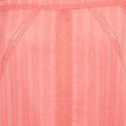 Pre Owned Zadig & Voltaire Pink Cotton Lace Insert Tani Top L