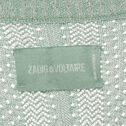 Pre Owned Zadig & Voltaire Mint Green Lurex Knit Sweater L