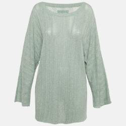 Pre Owned Zadig & Voltaire Mint Green Lurex Knit Sweater L
