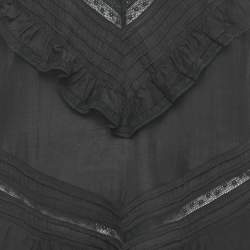 Pre Owned Zadig & Voltaire Black Lace Trim Cotton Rilli Asymmetric Midi Dress S