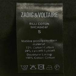 Pre Owned Zadig & Voltaire Black Lace Trim Cotton Rilli Asymmetric Midi Dress S